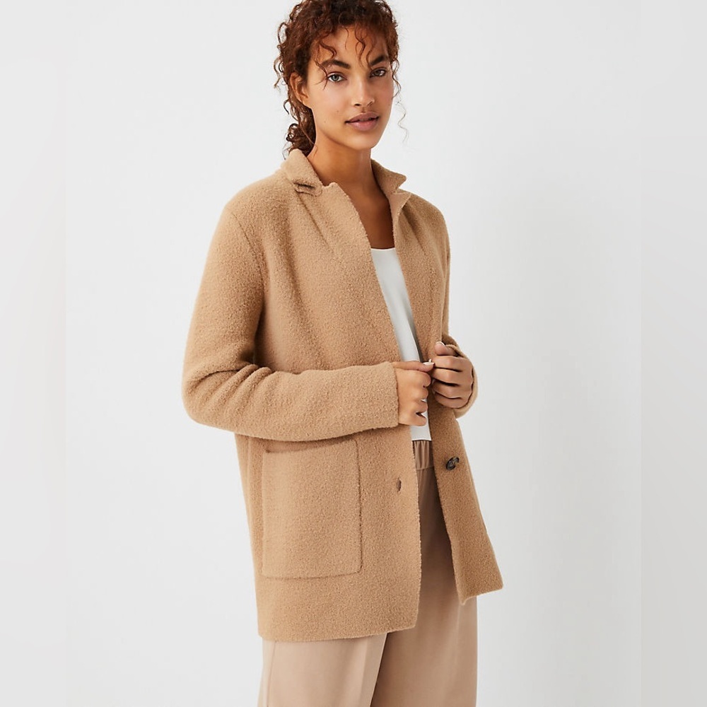 Ann Taylor Cotton Blend Brown Sweater Blazer 2XL